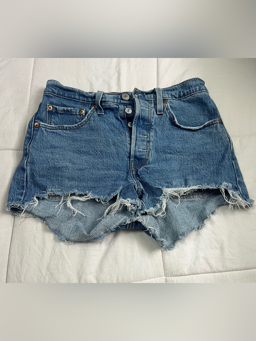 Levi's Distressed Cutoff Denim Shorts - Blue